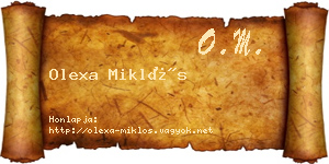 Olexa Miklós névjegykártya