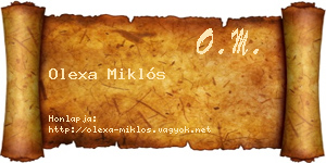 Olexa Miklós névjegykártya